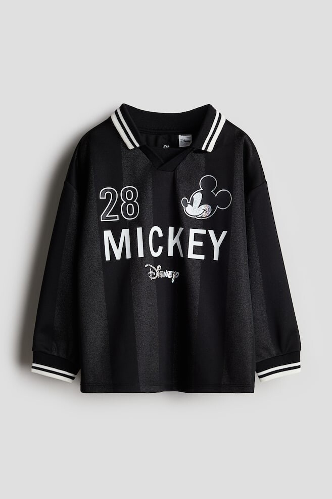 Рубашка поло с мотивным принтом H&M, черный
Рубашка поло с мотивным принтом H&M, черный