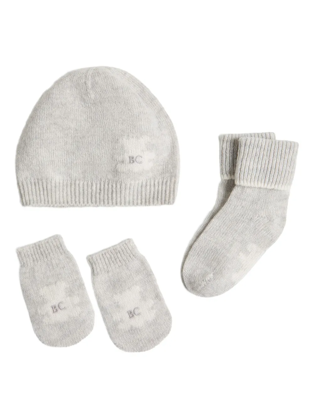 Комплект из шапки бини и носков с вышитым логотипом Brunello Cucinelli Kids, серый
Комплект из шапки бини и носков с вышитым логотипом Brunello Cucinelli Kids, серый