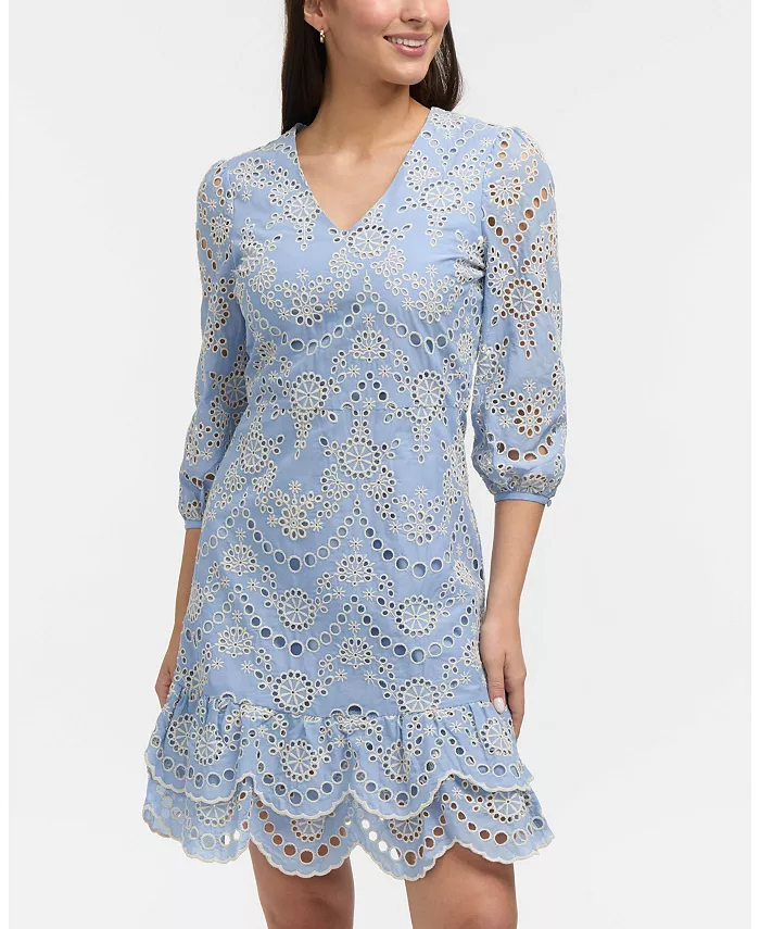 Женское платье с вышитыми люверсами и V-образным вырезом Ellen Tracy, синий
Женское платье с вышитыми люверсами и V-образным вырезом Ellen Tracy, синий