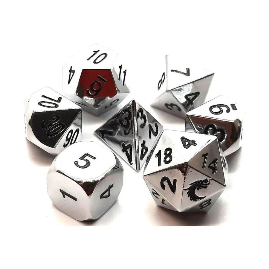 Поли-набор – блестящее серебро (7), Metal Dice - Halfling Forged
Поли-набор – блестящее серебро (7), Metal Dice - Halfling Forged