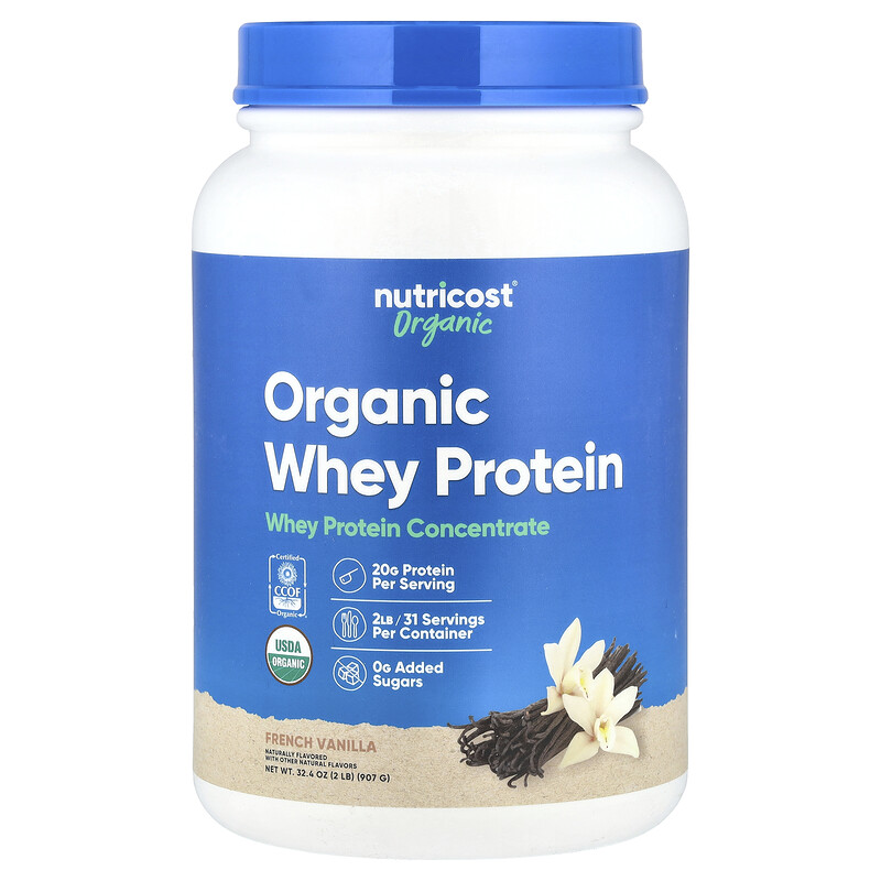 Nutricost, Органический сывороточный протеин, французская ваниль, 907 г (2 фунта)
Nutricost, Органический сывороточный протеин, французская ваниль, 907 г (2 фунта)