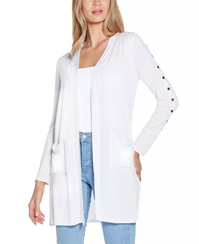 Женский вязаный кардиган с открытой застежкой и декорированными рукавами Belldini, белый
Женский вязаный кардиган с открытой застежкой и декорированными рукавами Belldini, белый