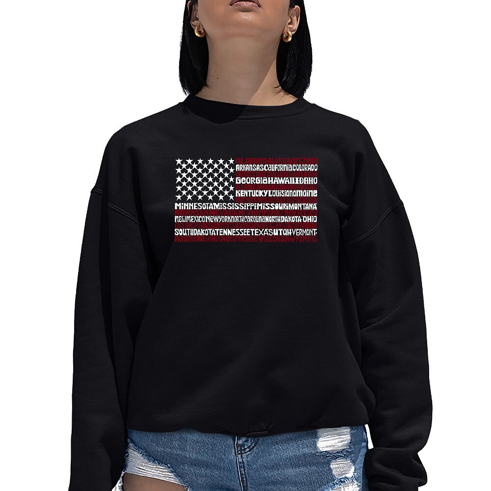 Флаг 50 штатов США — женский свитшот с круглым вырезом с рисунком Word Art LA Pop Art, черный
Флаг 50 штатов США — женский свитшот с круглым вырезом с рисунком Word Art LA Pop Art, черный