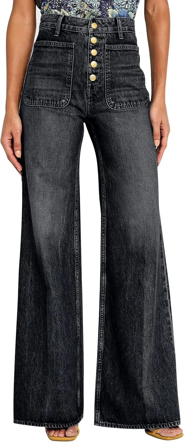 Женские джинсы wide leg с высокой посадкой, stretchy, flare POTILI
Женские джинсы wide leg с высокой посадкой, stretchy, flare POTILI