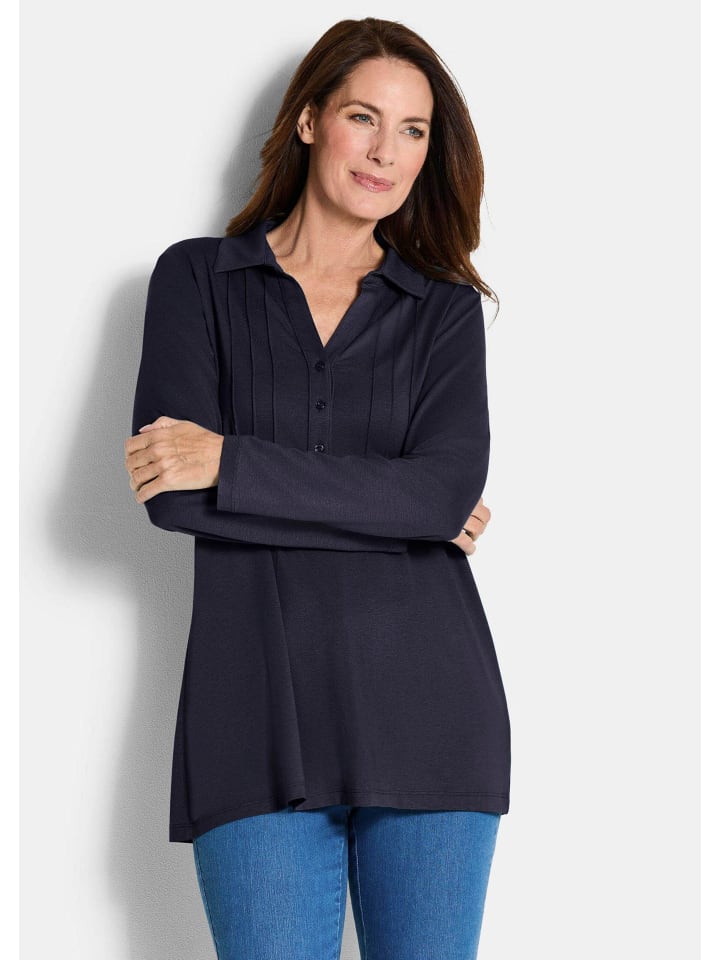 GOLDNER Короткий размер: туника, блузка с короткими рукавами и воротником-стойкой, темно-синего цвета
GOLDNER Короткий размер: туника, блузка с короткими рукавами и воротником-стойкой, темно-синего цвета