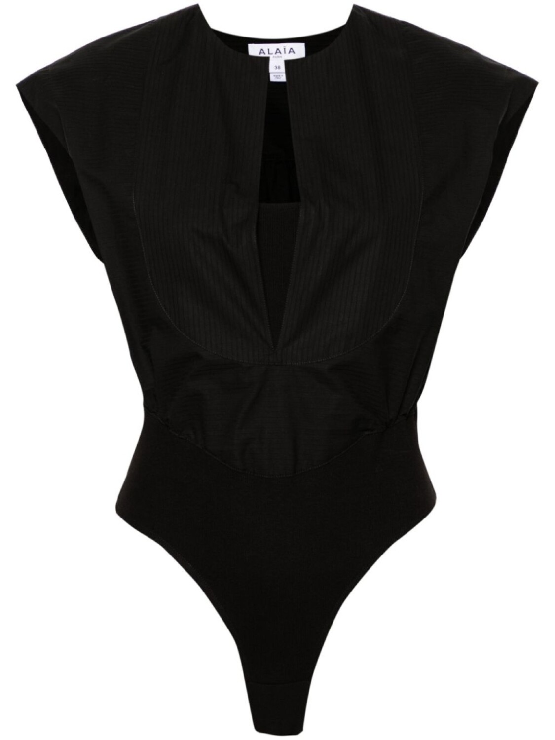 Боди в полоску с глубоким вырезом Alaïa, черный
Боди в полоску с глубоким вырезом Alaïa, черный