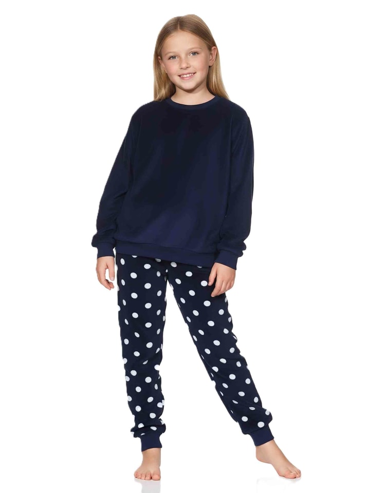 NORMANN Детская пижама из кораллового флиса в горошек, темно-синего цвета
NORMANN Детская пижама из кораллового флиса в горошек, темно-синего цвета