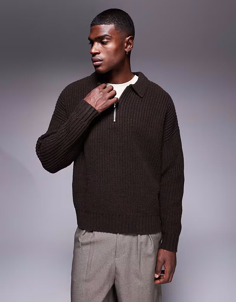 Джемпер свободного кроя из плотной шерстяной смесовой ткани с застежкой на четвертную молнию коричневого цвета Asos Design
Джемпер свободного кроя из плотной шерстяной смесовой ткани с застежкой на четвертную молнию коричневого цвета Asos Design