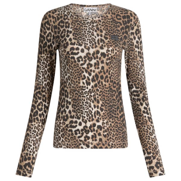 Мягкая хлопковая ребристая блузка с длинными рукавами Ganni, леопард
Мягкая хлопковая ребристая блузка с длинными рукавами Ganni, леопард