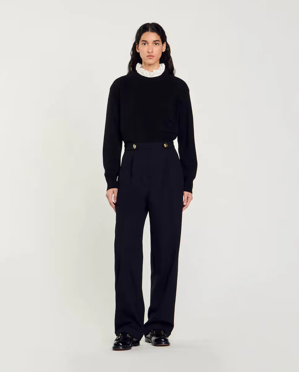 Женские широкие брюки с отворотом по низу Sandro, черный
Женские широкие брюки с отворотом по низу Sandro, черный