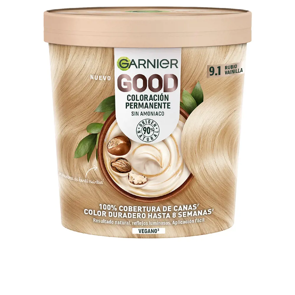 Краска для волос Good coloración permanente Garnier, цвет 9.1 rubio vainilla, 217 мл.
Краска для волос Good coloración permanente Garnier, цвет 9.1 rubio vainilla, 217 мл.