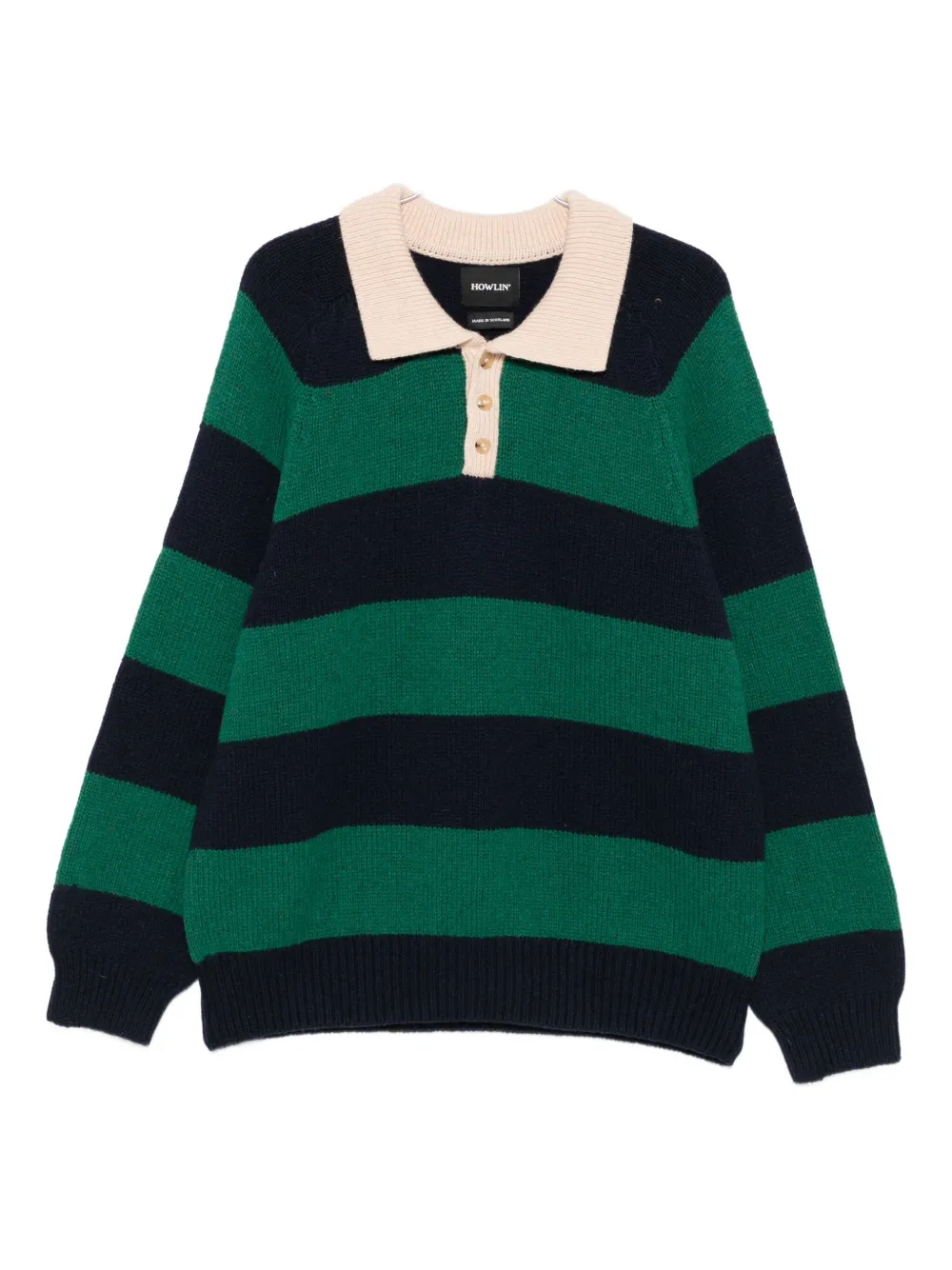Полосатый свитер с воротником-поло Howlin', зеленый
Полосатый свитер с воротником-поло Howlin', зеленый