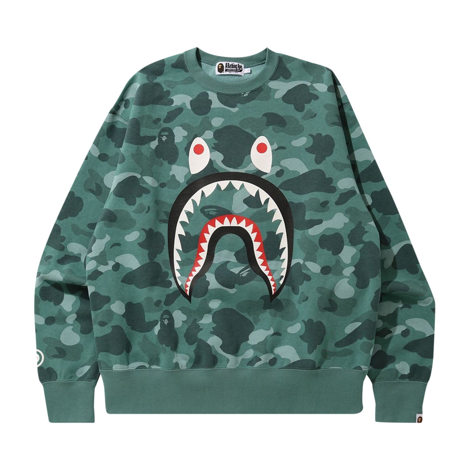BAPE Color Camo Shark Свободного кроя с круглым вырезом, зеленый цвет
BAPE Color Camo Shark Свободного кроя с круглым вырезом, зеленый цвет