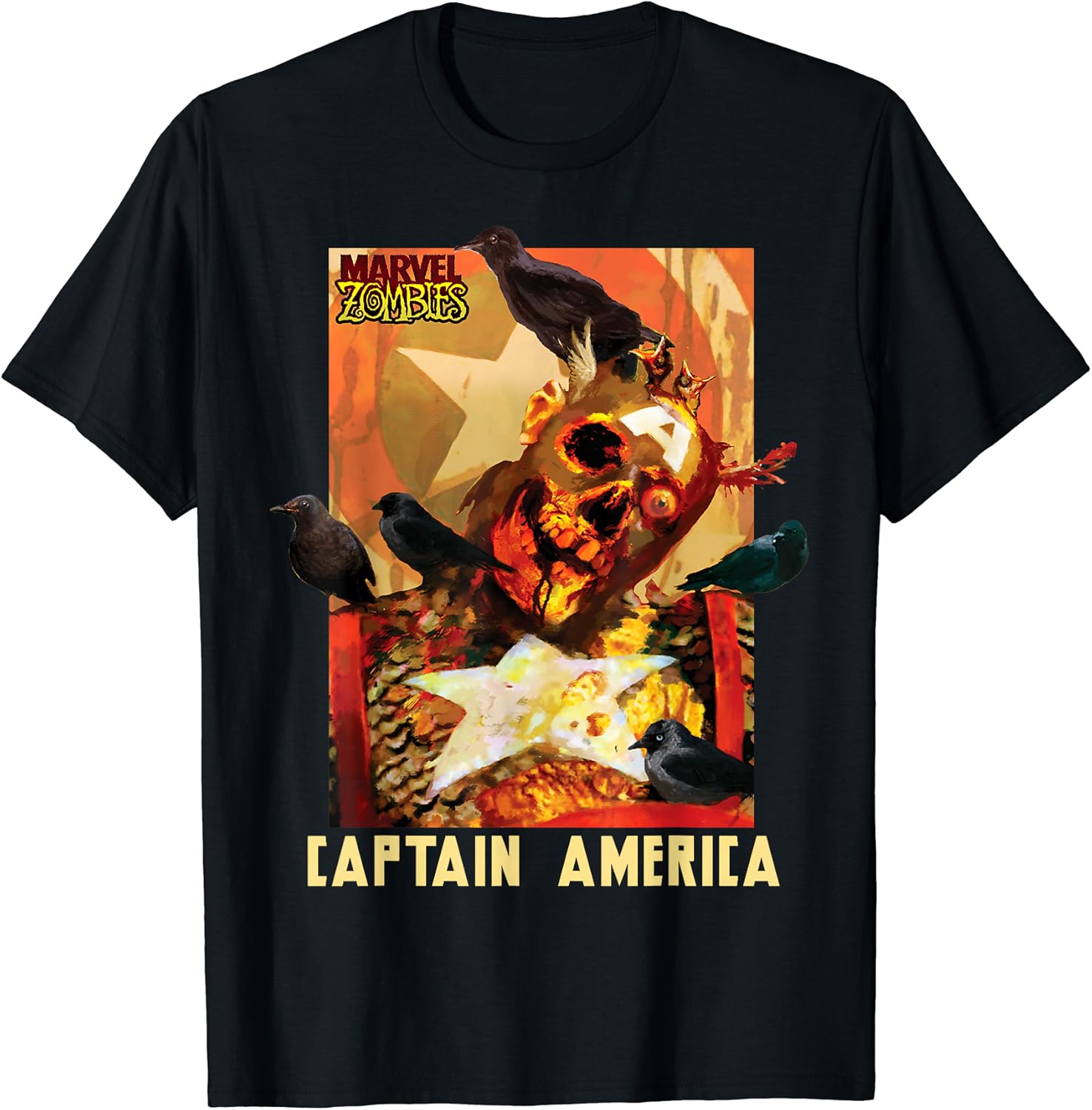 Футболка с изображением зомби Капитана Америки из вселенной Marvel, черная
Футболка с изображением зомби Капитана Америки из вселенной Marvel, черная