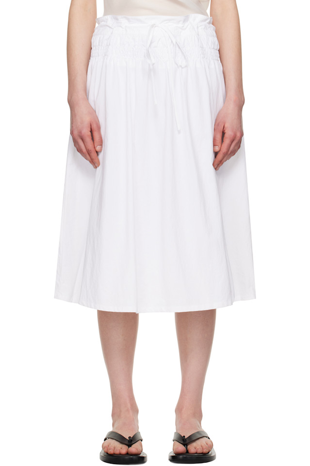 Юбка миди со сборками и шнурком Le17Septembre, белый 
Юбка миди со сборками и шнурком Le17Septembre, белый