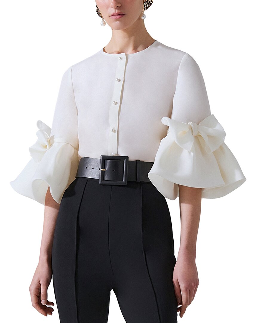 Шелковый топ с жемчужными пуговицами Carolina Herrera Carolina Herrera, белый
Шелковый топ с жемчужными пуговицами Carolina Herrera Carolina Herrera, белый