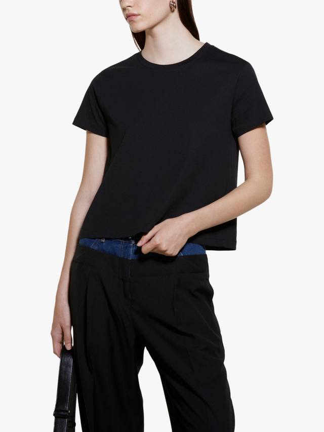 Футболка из чистого органического хлопка свободного кроя SISLEY, черный 
Футболка из чистого органического хлопка свободного кроя SISLEY, черный