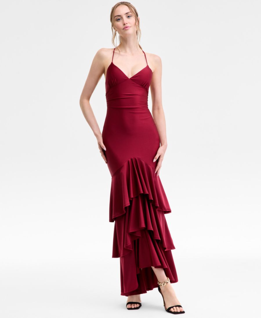 Платье для юниоров с V-образным вырезом, многослойной юбкой и завязками на спине KATIA RAE, Dark Wine
Платье для юниоров с V-образным вырезом, многослойной юбкой и завязками на спине KATIA RAE, Dark Wine