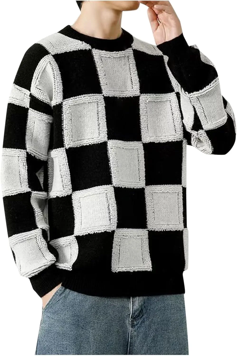 Мужской пуловер Cambkatl с узором в клетку, свободный вязаный свитер с длинными рукавами
Мужской пуловер Cambkatl с узором в клетку, свободный вязаный свитер с длинными рукавами