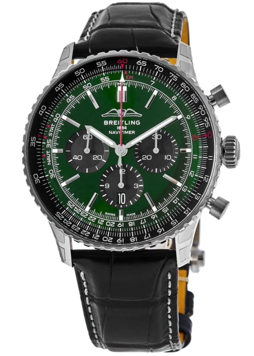 Breitling Navitimer B01 Chronograph 46 зеленый циферблат кожаный ремешок мужские часы AB0137241L1P1
Breitling Navitimer B01 Chronograph 46 зеленый циферблат кожаный ремешок мужские часы AB0137241L1P1