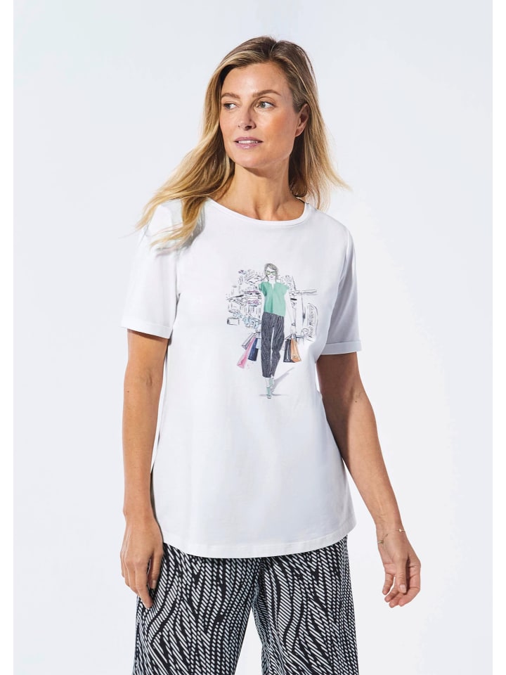 Рубашка из джерси со спущенными плечами белого цвета / цветная / с узором GOLDNER
Рубашка из джерси со спущенными плечами белого цвета / цветная / с узором GOLDNER