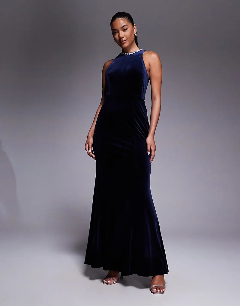 Платье макси из бархата с высоким воротом и отделкой Jarlo темно-синего цвета
Платье макси из бархата с высоким воротом и отделкой Jarlo темно-синего цвета