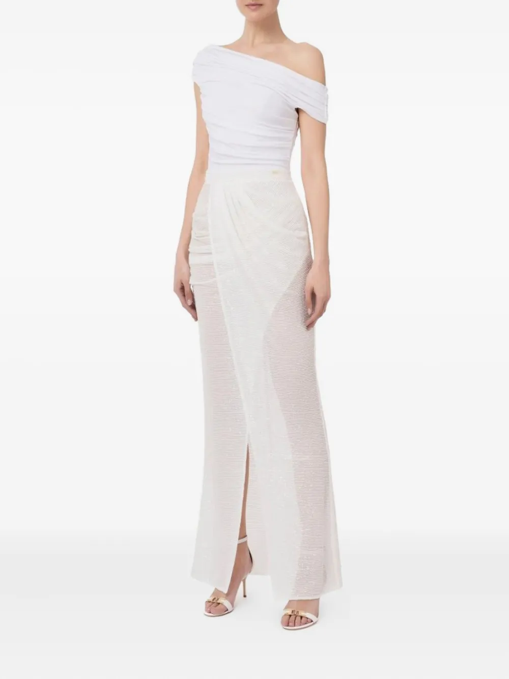 Платье макси с разрезом Elisabetta Franchi, белый
Платье макси с разрезом Elisabetta Franchi, белый