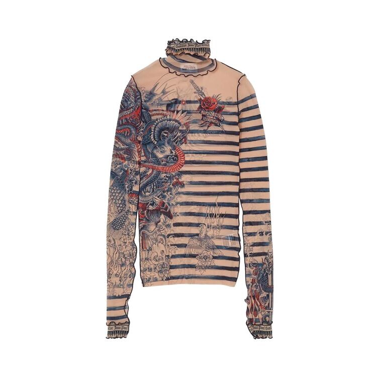 Топ Jean Paul Gaultier Tattoo High Neck Long-Sleeve Top Nude/Blue/Red, желто-коричневый
Топ Jean Paul Gaultier Tattoo High Neck Long-Sleeve Top Nude/Blue/Red, желто-коричневый