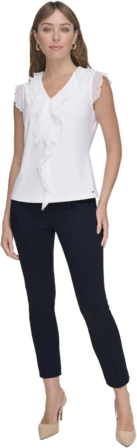 Женская блузка без рукавов Tommy Hilfiger с рюшами спереди из микс-медиа, Ivory
Женская блузка без рукавов Tommy Hilfiger с рюшами спереди из микс-медиа, Ivory