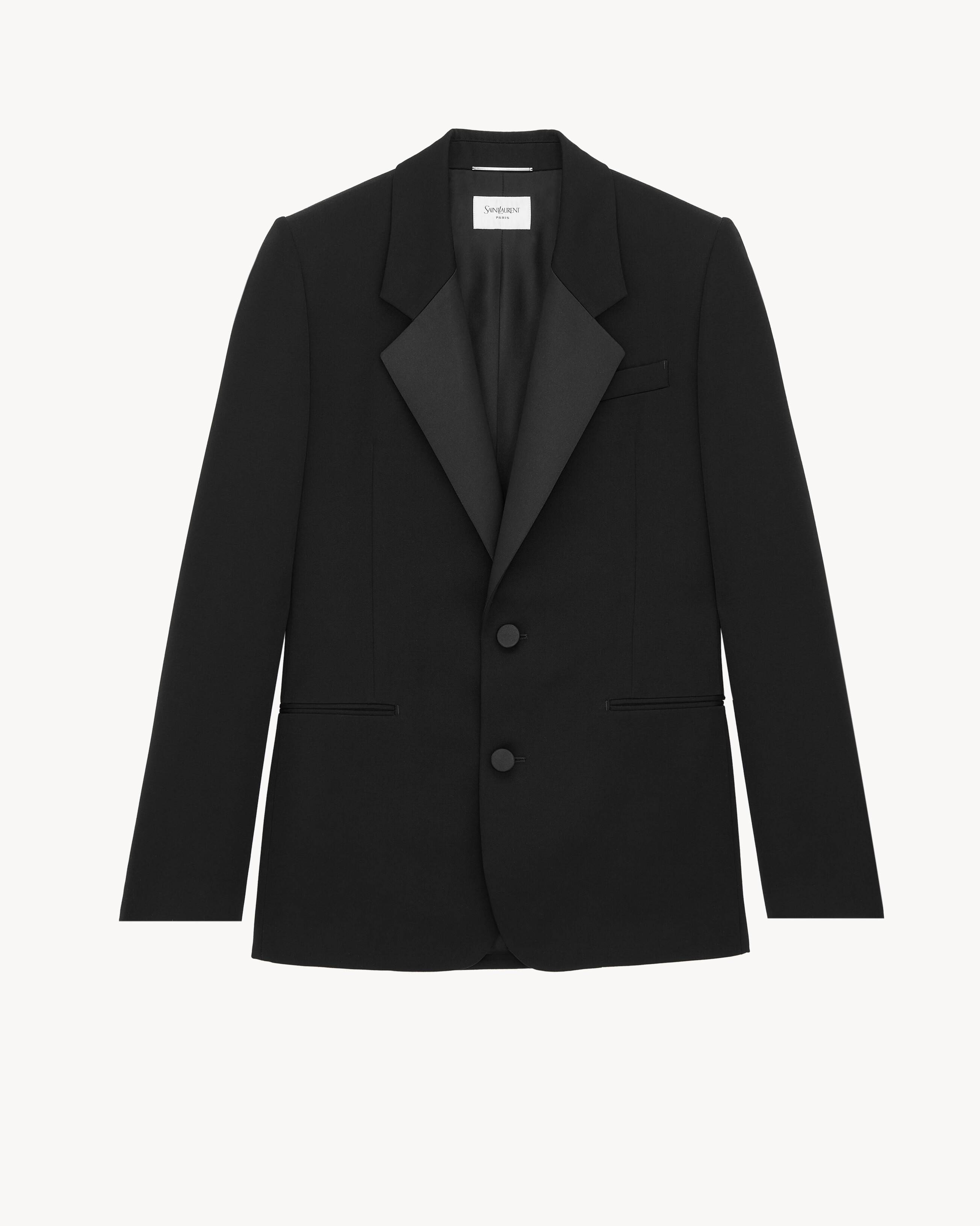 Смокинг из ткани "гран-де-пудр" SAINT LAURENT, черный
Смокинг из ткани "гран-де-пудр" SAINT LAURENT, черный