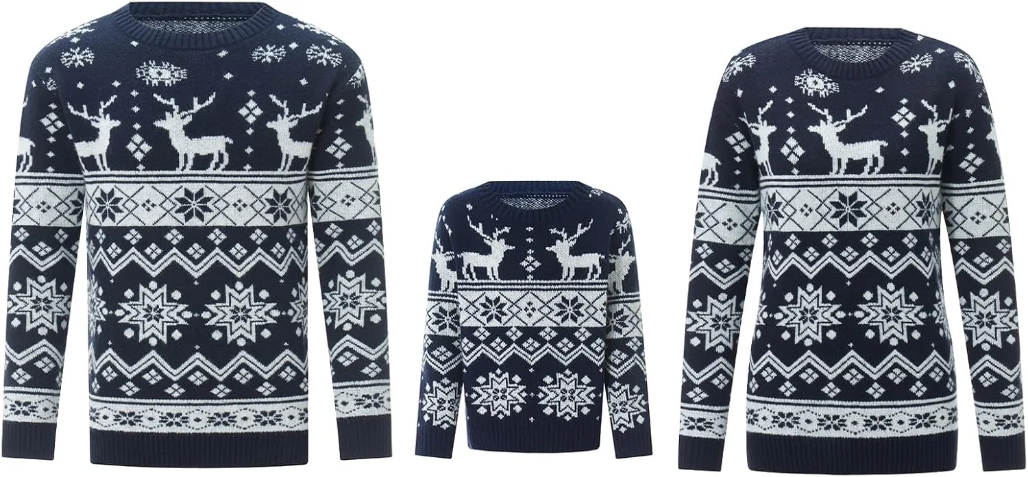 Рождественский семейный свитер с длинными рукавами и круглым вырезом, принт снежинки и лося PMIYS
Рождественский семейный свитер с длинными рукавами и круглым вырезом, принт снежинки и лося PMIYS