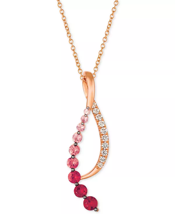Ожерелье с подвеской из 14-каратного розового золота с рубином страсти (1/6 карата), сапфиром цвета розовой жевательной резинки (5/8 карата) и сапфиром цвета ванили (1/5 карата) Le Vian, multi
Ожерелье с подвеской из 14-каратного розового золота с рубином страсти (1/6 карата), сапфиром цвета розовой жевательной резинки (5/8 карата) и сапфиром цвета ванили (1/5 карата) Le Vian, multi