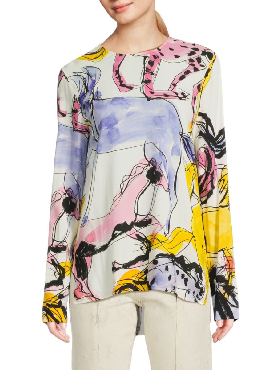 Эластичный топ с анималистичным принтом Stella McCartney, цвет White Multicolor
Эластичный топ с анималистичным принтом Stella McCartney, цвет White Multicolor