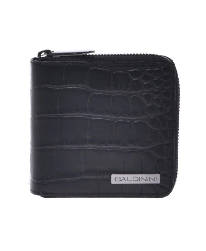 Кошелек на молнии из черной кожи с крокодиловым принтом Baldinini, черный
Кошелек на молнии из черной кожи с крокодиловым принтом Baldinini, черный