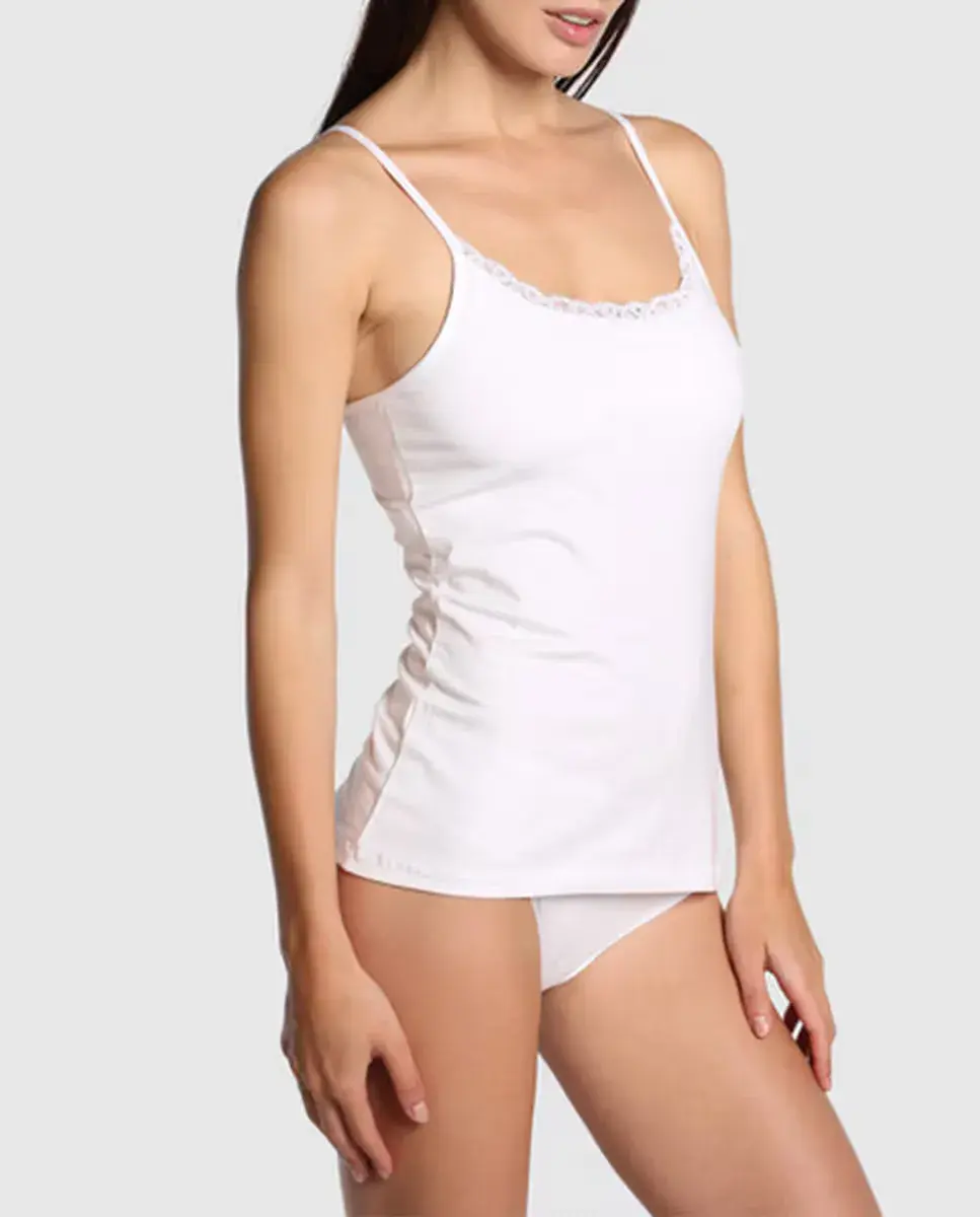 Женская майка на бретелях с кружевной отделкой Promise, белый
Женская майка на бретелях с кружевной отделкой Promise, белый