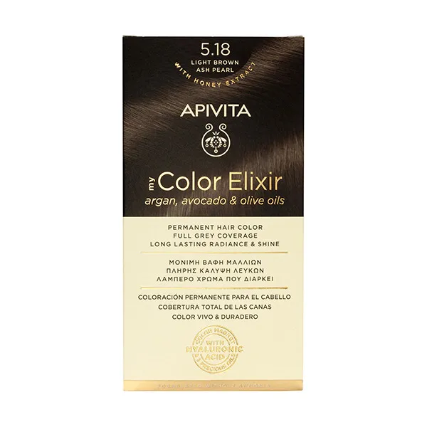 Перманентное окрашивание My Color Elixir Apivita, цвет light brown ash pearl 
Перманентное окрашивание My Color Elixir Apivita, цвет light brown ash pearl