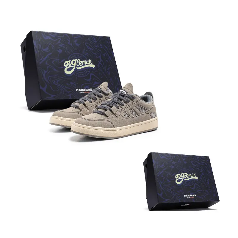 OUGLEMEN Износостойкие, легкие и дышащие мужские скейтерские кроссовки лоу-топ с коробкой в комплекте - серые, цвет Gray 
OUGLEMEN Износостойкие, легкие и дышащие мужские скейтерские кроссовки лоу-топ с коробкой в комплекте - серые, цвет Gray