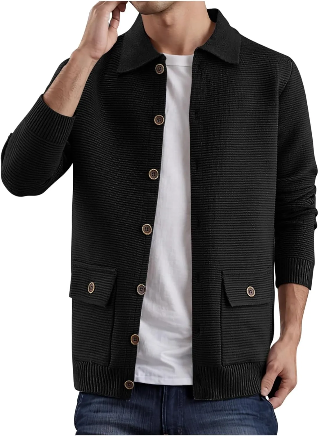 Кардиган для мужчин V-образным вырезом с карманами AQAYL
Кардиган для мужчин V-образным вырезом с карманами AQAYL