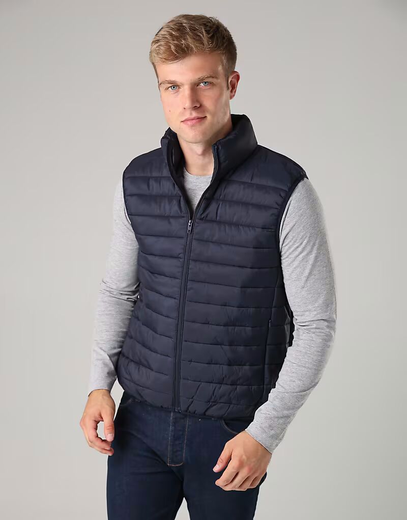 Сверхлегкий дутый жилет с воротником-стойкой, темно-синего цвета French Connection
Сверхлегкий дутый жилет с воротником-стойкой, темно-синего цвета French Connection