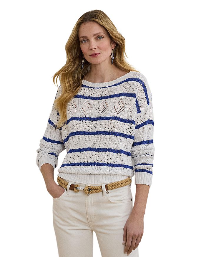 Полосатый свитер из хлопковой смесовой ткани Pointelle Ralph Lauren, белый
Полосатый свитер из хлопковой смесовой ткани Pointelle Ralph Lauren, белый