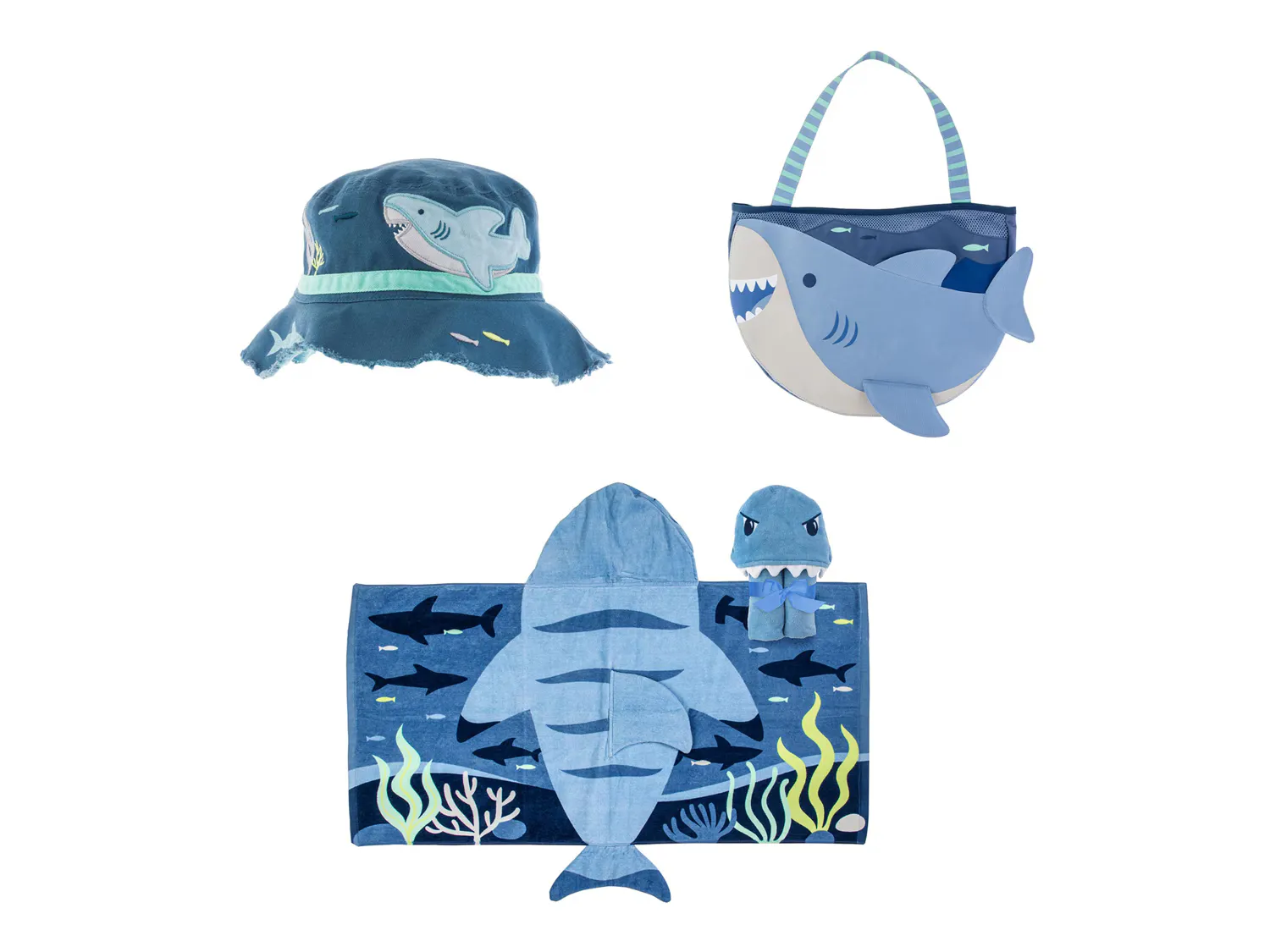 Набор аксессуаров Shark Kids' Beach Towel, Tote, & Bucket Hat Set Stephen Joseph, синий
Набор аксессуаров Shark Kids' Beach Towel, Tote, & Bucket Hat Set Stephen Joseph, синий