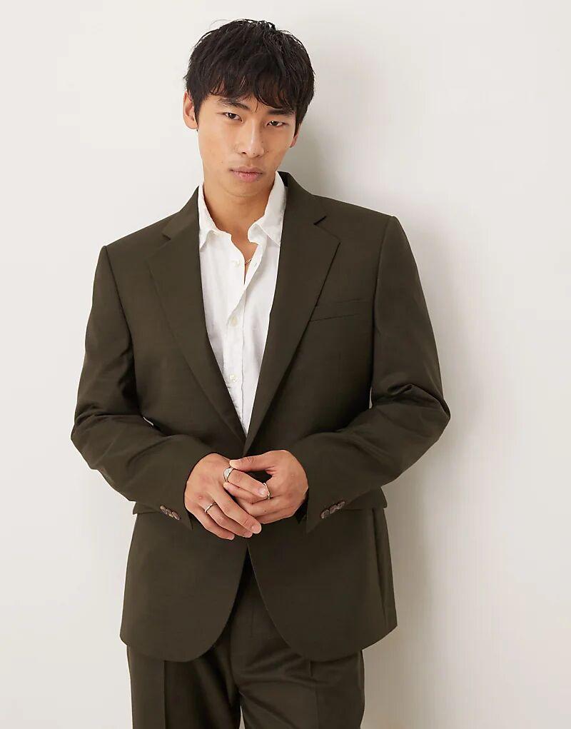 Узкий пиджак ASOS DESIGN из меланжевой фактуры оливково-зеленого цвета
Узкий пиджак ASOS DESIGN из меланжевой фактуры оливково-зеленого цвета