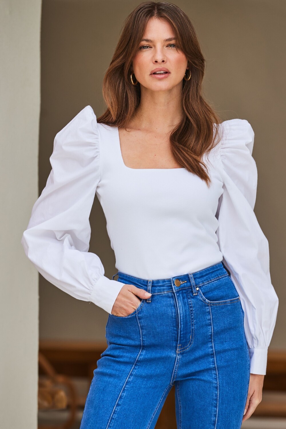 Блузка с квадратным вырезом Sosandar, белый
Блузка с квадратным вырезом Sosandar, белый