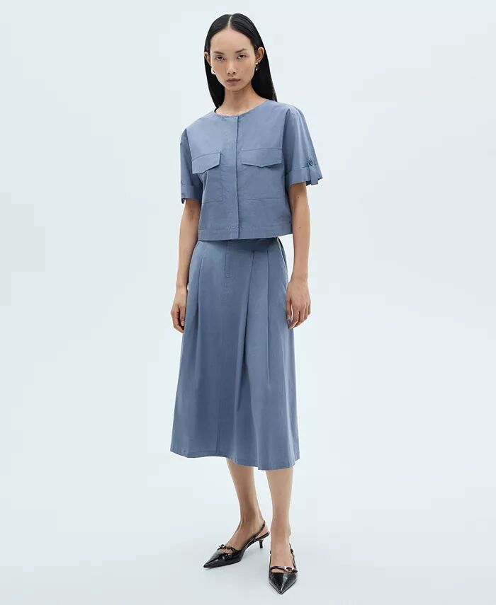 Женская хлопковая блузка с нагрудным карманом MANGO, синий
Женская хлопковая блузка с нагрудным карманом MANGO, синий