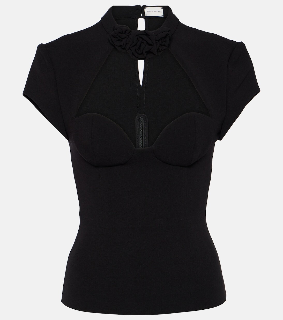Топ из смесовой шерсти с цветочной аппликацией Magda Butrym, черный
Топ из смесовой шерсти с цветочной аппликацией Magda Butrym, черный