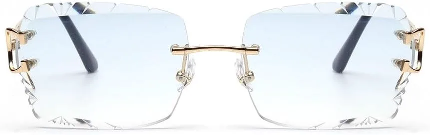 Роскошные солнцезащитные очки без оправы с нейлоновыми линзами и бриллиантами, модные очки с квадратными металлическими дужками для мужчин и женщин GHVWYX, Light Blue
Роскошные солнцезащитные очки без оправы с нейлоновыми линзами и бриллиантами, модные очки с квадратными металлическими дужками для мужчин и женщин GHVWYX, Light Blue