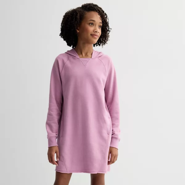 Флисовое платье с капюшоном для девочек 7-16 лет, стандартные и большие размеры So, цвет maiti mauve