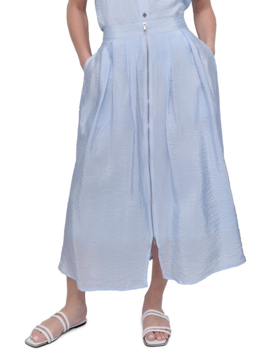 Юбка миди из поплина с застежкой-молнией спереди DKNY, цвет Skyway Blue 
Юбка миди из поплина с застежкой-молнией спереди DKNY, цвет Skyway Blue