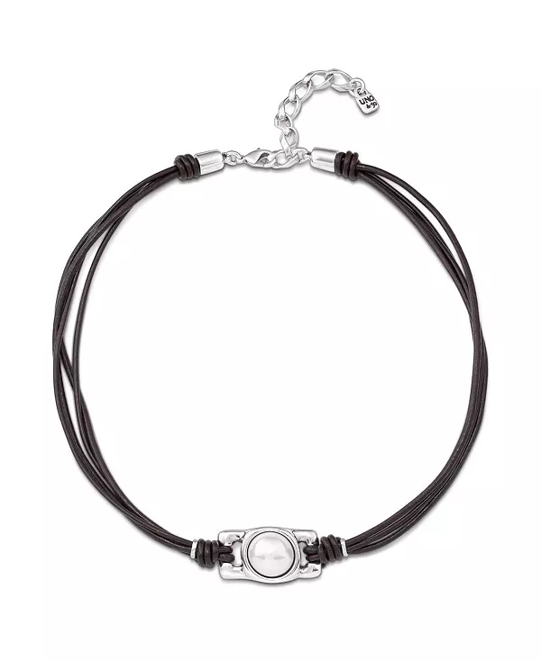 Ожерелье из кожаной полоски и белых бусин Unode50, silver
Ожерелье из кожаной полоски и белых бусин Unode50, silver