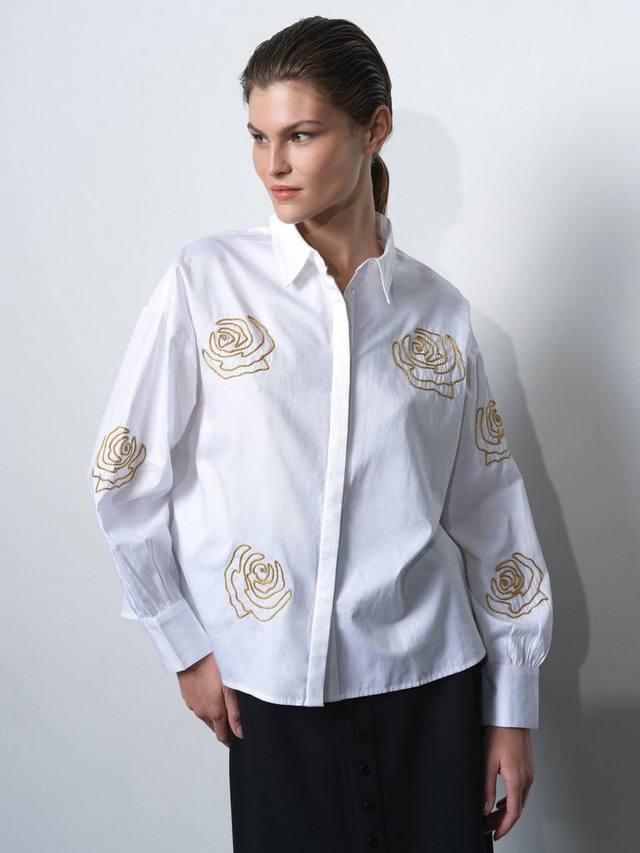Вышитая цветочная рубашка Alexis French Connection, White/Gold
Вышитая цветочная рубашка Alexis French Connection, White/Gold